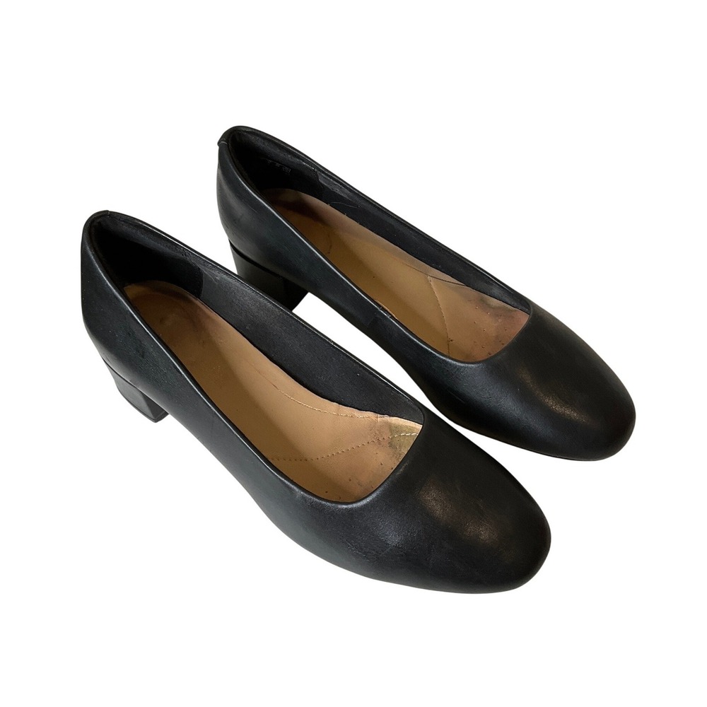Clarks Orabella Alice Black Leather Cuir Noir Block Heel Pump Career Comfort 8